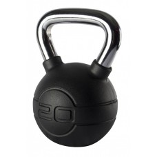 Jordan Fitness Black Rubber Covered Kettlebell with Chrome Handle 20kg