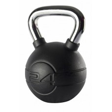 Jordan Fitness Black Rubber Covered Kettlebell with Chrome Handle 24kg