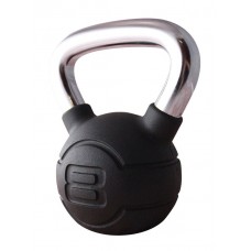 Jordan Fitness Black Rubber Covered Kettlebell with Chrome Handle 8kg