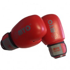 MYO BOX - 16oz Red/Grey Leather Boxing Gloves