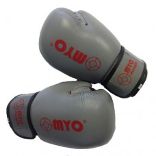 MYO BOX - Grey/Red Leather Boxing Gloves - 12oz