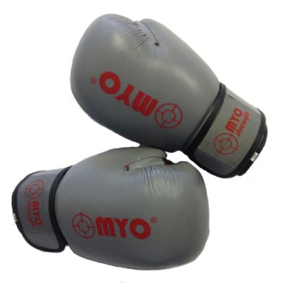 Myo - Boxing Gloves grey/Red Leather - 12oz