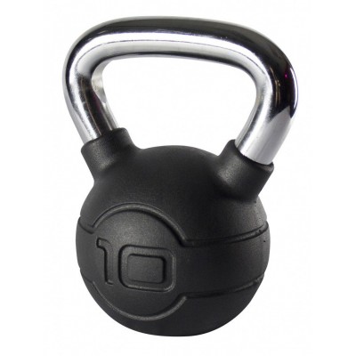 Jordan Fitness Black Rubber Covered Kettlebell with Chrome Handle 10kg