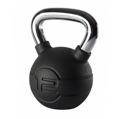 Jordan Fitness Black Rubber Covered Kettlebell with Chrome Handle 12kg