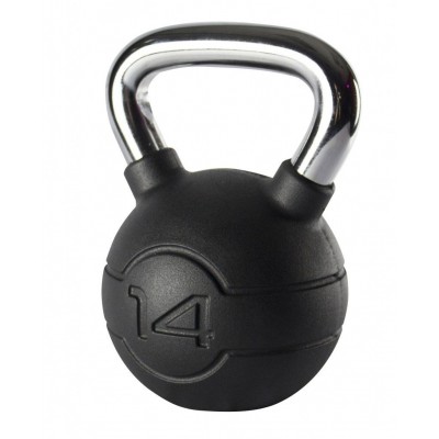 Jordan Fitness Black Rubber Covered Kettlebell with Chrome Handle 14kg