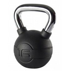Jordan Fitness Black Rubber Covered Kettlebell with Chrome Handle 16kg