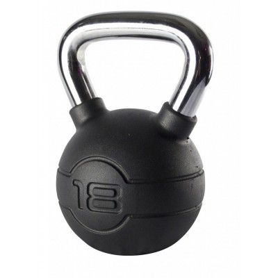 Jordan Fitness Black Rubber Covered Kettlebell with Chrome Handle 18kg