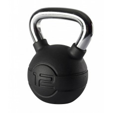 10kg Black rubber kettlebell with chrome handle (each)