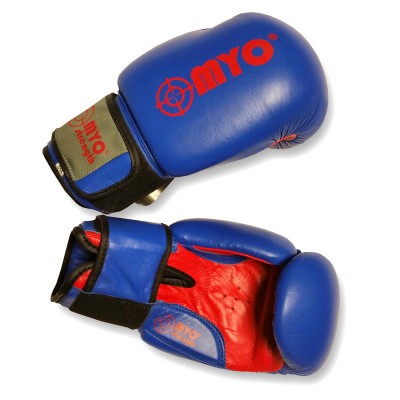 MYO BOX - Blue/Red Leather Boxing Gloves - 16oz