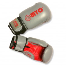 MYO BOX - Boxing Gloves Grey/Red Leather - 14oz