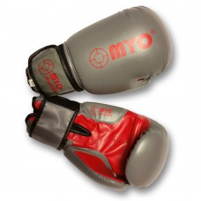 MYO - Grey/Red Boxing Gloves PU - 14oz