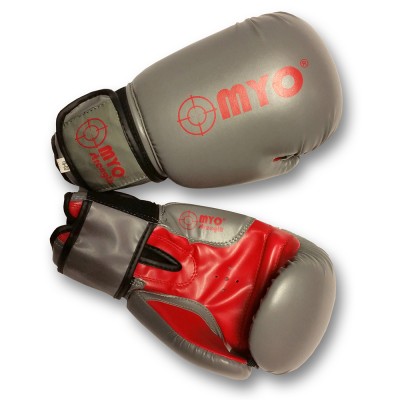 Myo - Boxing Gloves Grey/Red PU - 14oz