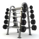 Rubber Barbells Set with Straight Bars - 10 - 45kg (5kg increments/ 10 Bars) and Oval frame Rack