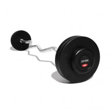 Individual Rubber Barbells with Curl Bars - 35kg