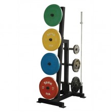 York Olympic Single Sided Plate Tree Rack with 2 Olympic Bar Holders